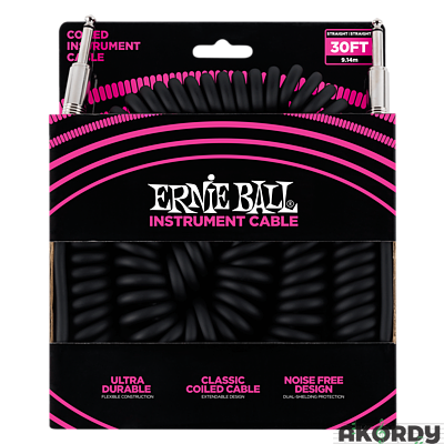 ERNIE BALL Coil Cable Straight/St 30' - black - 1