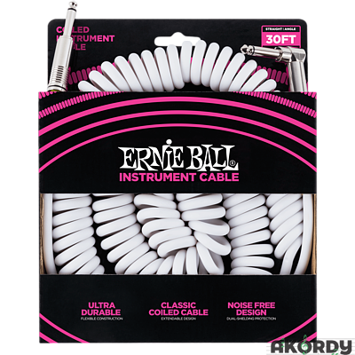 ERNIE BALL Coil Cable Straight/An 30' - white - 1