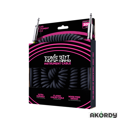 ERNIE BALL Coil Cable Straight/St 30' - black - 2